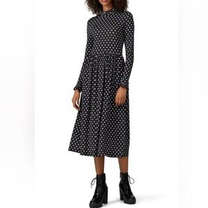 Stine Goya Clarabelle Star Print Light Jersey Long Sleeve Midi Dress Women's XL